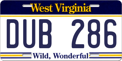 WV license plate DUB286