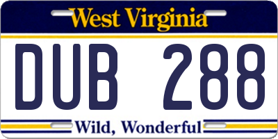 WV license plate DUB288
