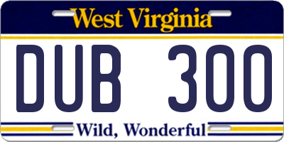 WV license plate DUB300