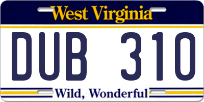 WV license plate DUB310