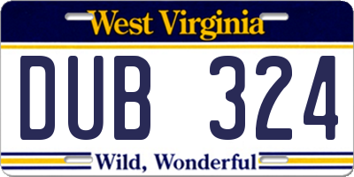 WV license plate DUB324