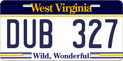 WV license plate DUB327