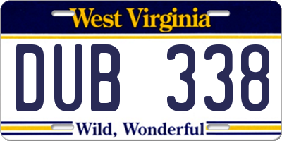 WV license plate DUB338