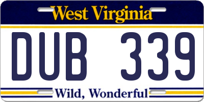 WV license plate DUB339