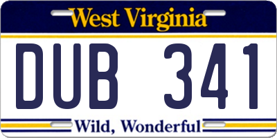 WV license plate DUB341