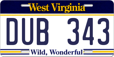 WV license plate DUB343