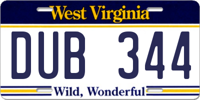 WV license plate DUB344