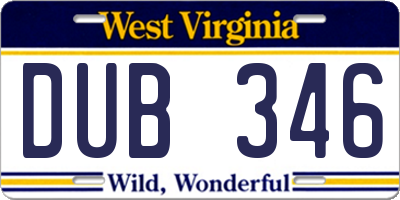WV license plate DUB346