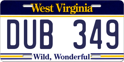WV license plate DUB349