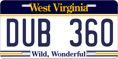 WV license plate DUB360
