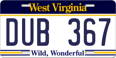WV license plate DUB367