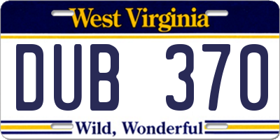 WV license plate DUB370
