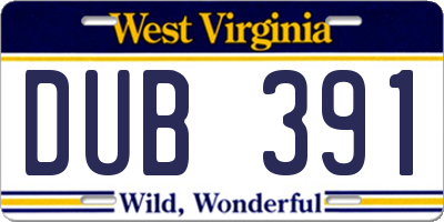WV license plate DUB391