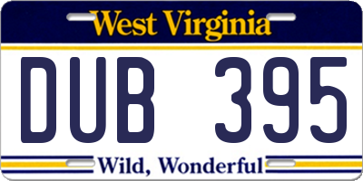 WV license plate DUB395