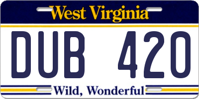 WV license plate DUB420