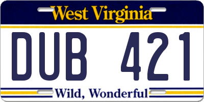 WV license plate DUB421