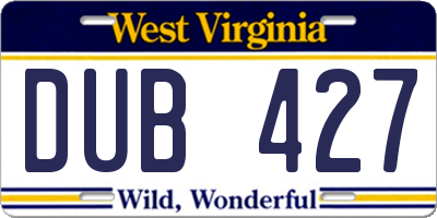 WV license plate DUB427