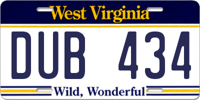 WV license plate DUB434