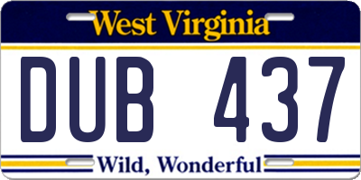 WV license plate DUB437