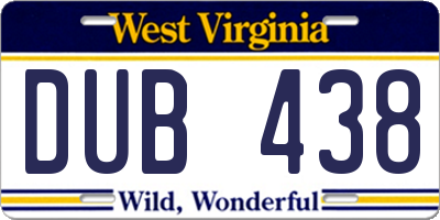 WV license plate DUB438