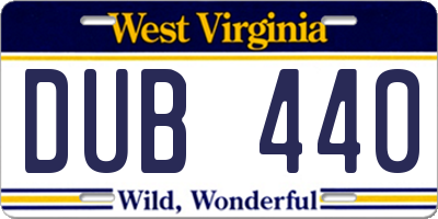 WV license plate DUB440