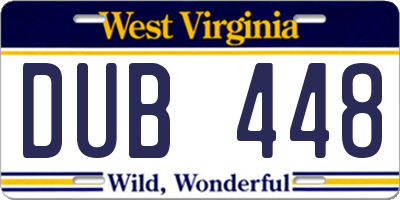 WV license plate DUB448