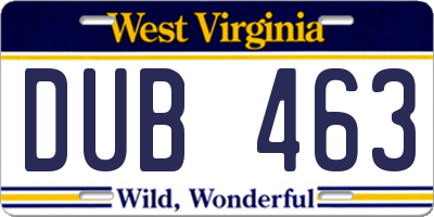 WV license plate DUB463