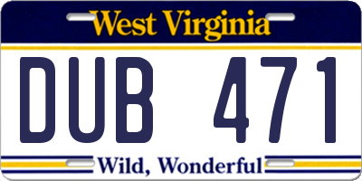 WV license plate DUB471