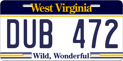 WV license plate DUB472