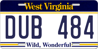 WV license plate DUB484