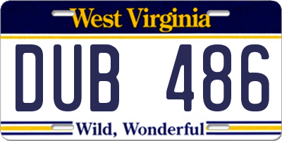 WV license plate DUB486
