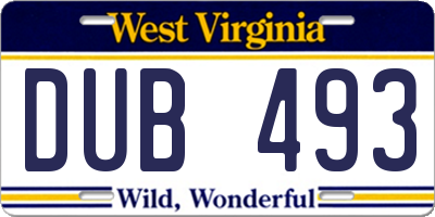 WV license plate DUB493