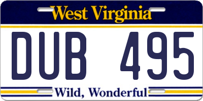 WV license plate DUB495