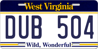 WV license plate DUB504