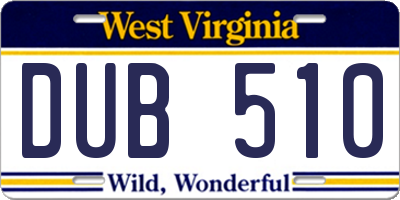 WV license plate DUB510