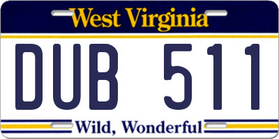 WV license plate DUB511