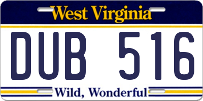 WV license plate DUB516