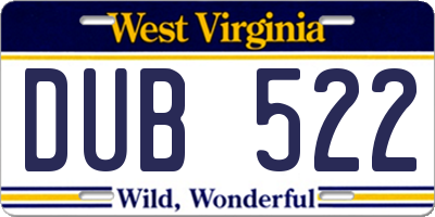 WV license plate DUB522