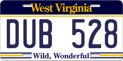 WV license plate DUB528