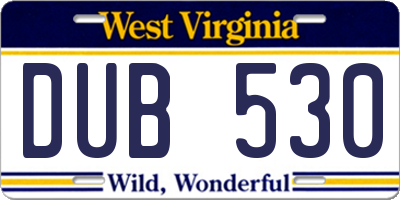 WV license plate DUB530