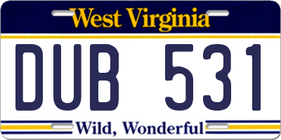 WV license plate DUB531