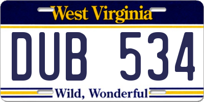 WV license plate DUB534