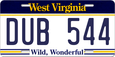 WV license plate DUB544