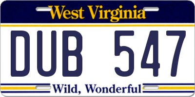 WV license plate DUB547