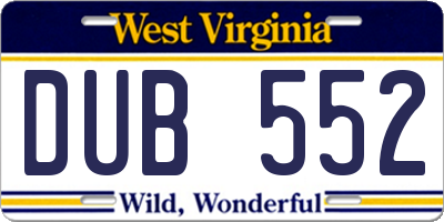 WV license plate DUB552