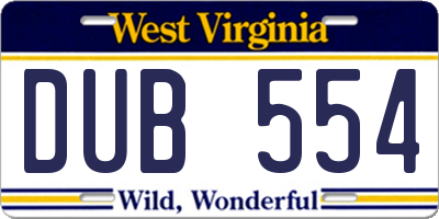 WV license plate DUB554