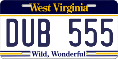 WV license plate DUB555