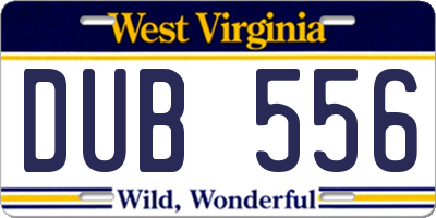 WV license plate DUB556