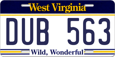 WV license plate DUB563