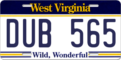 WV license plate DUB565